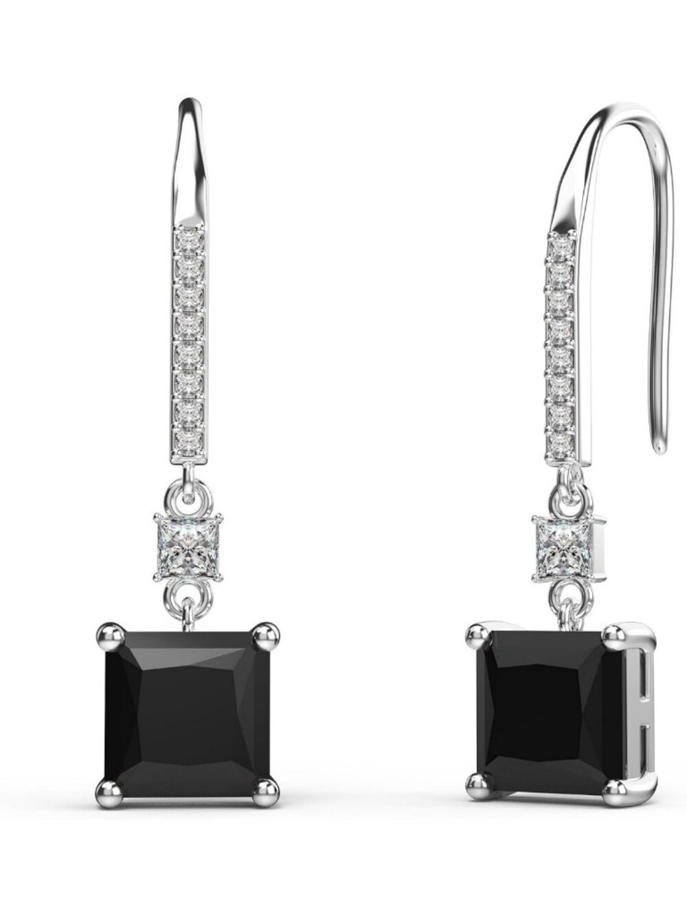 Elegant Princess Cut Square Cubic Zirconia Dangle Earrings for Women - Sparkling